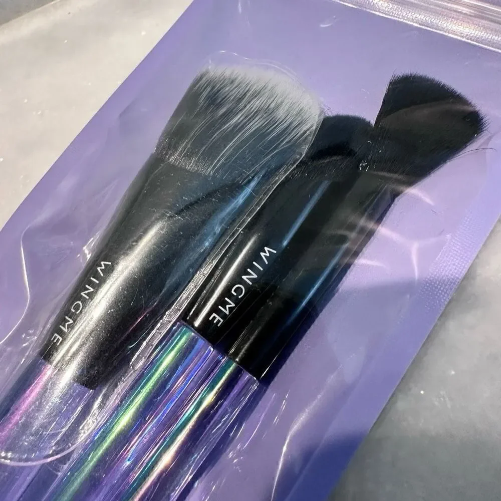 NWT Wing Me Cosmetics Halo Series Brush Trio Package Set Iridescent Black OS